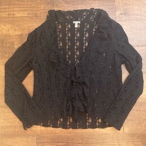 J. Jill Black Lace Cardigan Boho Romantic Long Sleeve Stretch Women’s XL